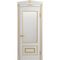 Межкомнатная дверь массив бука Viporte Неаполь белая эмаль патина золото остеклённая