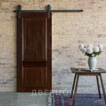 Амбарная дверь купе Лофт Афина багет античный орех