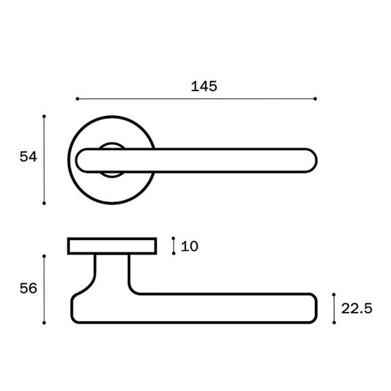 Размеры дверной ручки MIRA ZR