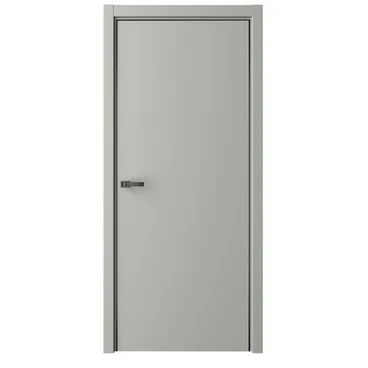 Межкомнатная дверь эмаль Лайн 1 серая глухая чёрная алюминиевая кромка
