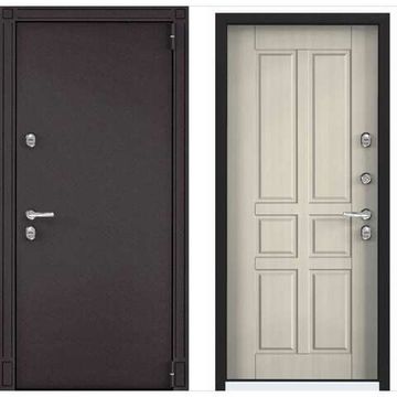 Входная стальная дверь Torex Snegir 55 MP букле коричневый белый перламутр S55-NC-4