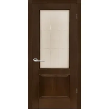 Межкомнатная дверь шпон Прованс 12 миланский орех со стеклом