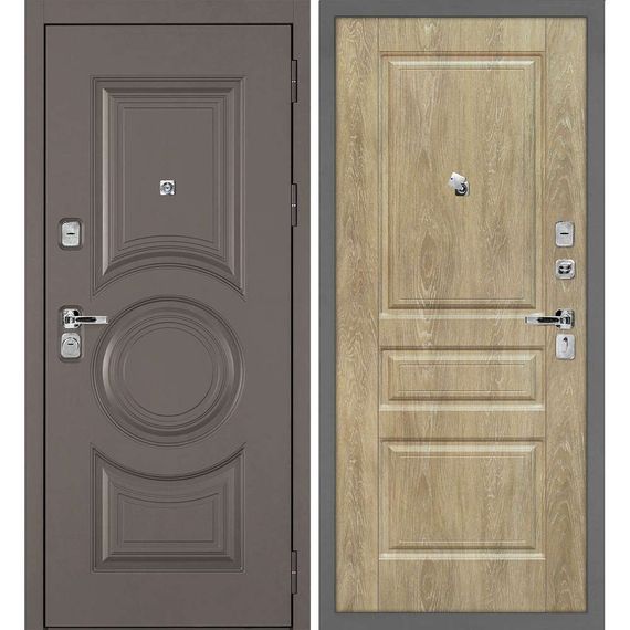 Входная дверь Плаза-177 панель фрезерованная дуб песочный