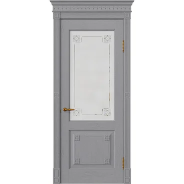 Межкомнатная дверь массив дуба Viporte Флоренция серый жемчуг остеклённая