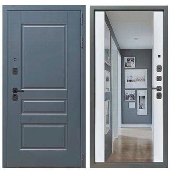 Входная дверь Страж К-8 МДФ Velluto Oscure AG 710 МДФ Velluto Bianco AG 700 c зеркало INFINITY