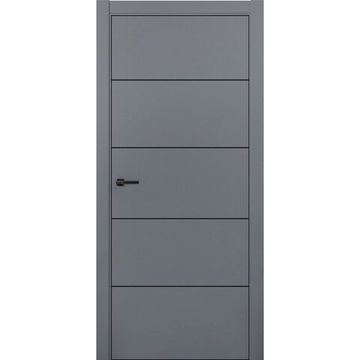 Межкомнатная дверь ПЭТ Silk-4 графит кромка ABS чёрная молдинг