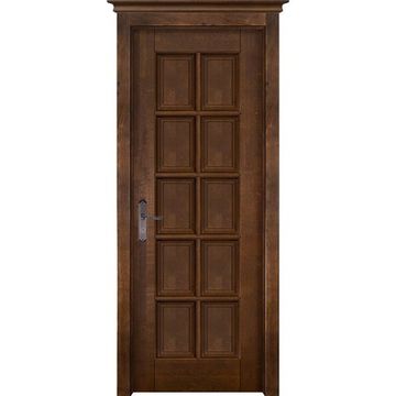 Межкомнатная дверь массив ольхи ОКА Лондон 2 античный орех глухая