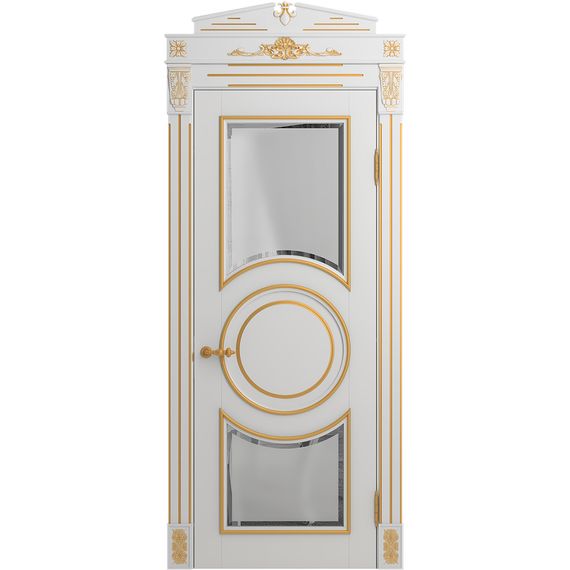 Межкомнатная дверь массив бука Viporte Лацио Амбиенте белая эмаль патина золото остекление 5