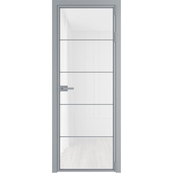 Алюминиевая межкомнатная дверь 5AХ серебро остеклённая