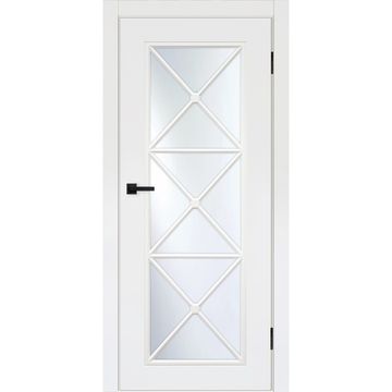 Межкомнатная дверь эмаль Турин 18 белый RAL 9003 остеклённая