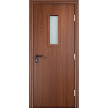 Дверь противопожарная деревянная ПВХ EI60 итальянский орех со стеклом