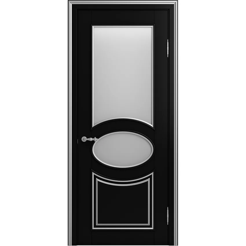 Межкомнатная дверь массив бука Viporte Лацио нуар патина серебро остеклённая