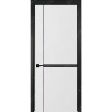 Межкомнатная белая дверь Графика 2 с чёрным наличником