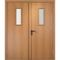 Дверь противопожарная деревянная двупольная ПВХ EI60 миланский орех со стеклом