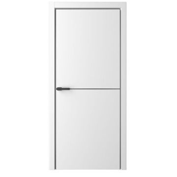 Межкомнатная дверь эмаль Лайн 2 белая глухая чёрная алюминиевая кромка