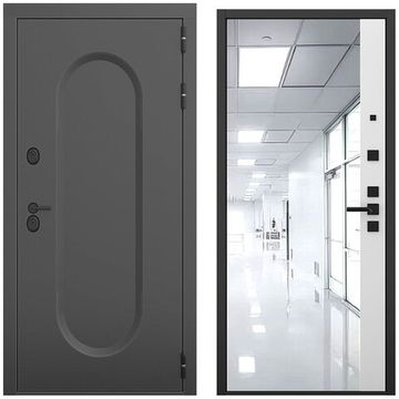 Входная дверь Мэмфис чёрный силк панель зеркало 3D