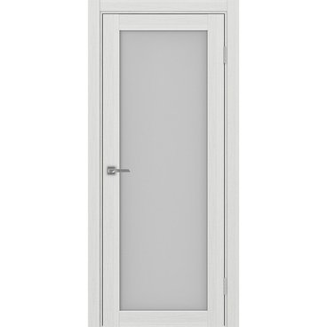 Межкомнатная дверь экошпон Турин 501.2 ясень серебристый остеклённая