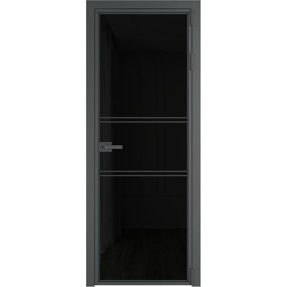 Алюминиевая межкомнатная дверь 2AХ серая ночь остеклённая