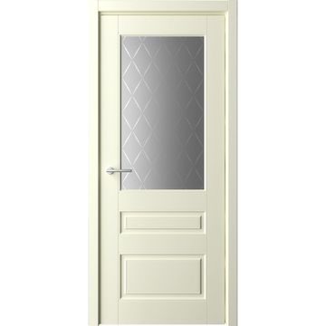 Межкомнатная дверь эмаль Классика 3 слоновая кость остеклённая
