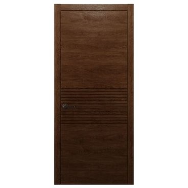 Межкомнатная дверь массив дуба Alvero Флэт-II табачный глухая