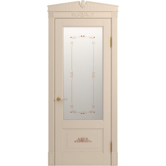 Межкомнатная дверь массив бука Viporte Бьелла Арт ваниль патина золото остеклённая