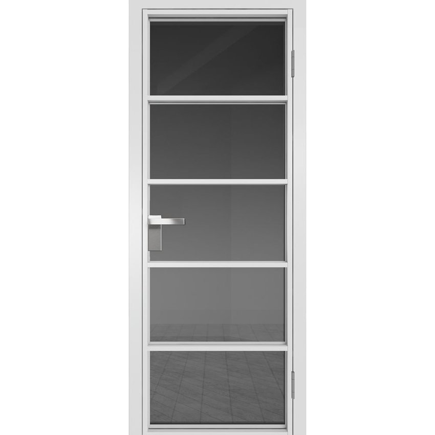 Межкомнатная алюминиевая дверь 14AG белая матовая RAL 9003 остеклённая