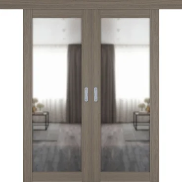 Двустворчатая дверь купе 501.2 орех с зеркалом с одной стороны