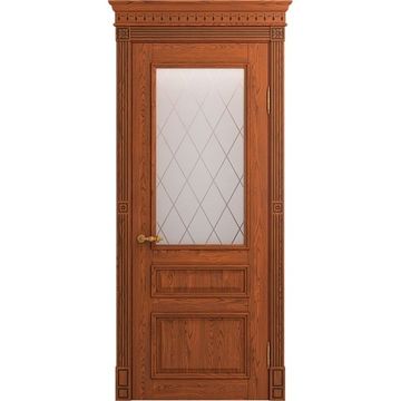 Межкомнатная дверь массив ясеня Viporte Рим коньяк остеклённая