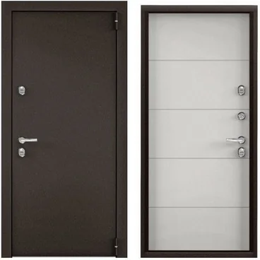 Входная стальная дверь Torex Snegir PRO MP букле коричневый ПВХ лиственница белая S60-C2