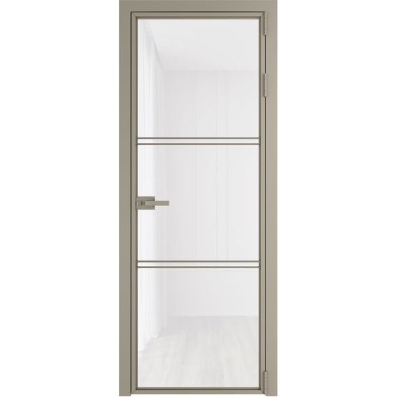 Алюминиевая межкомнатная дверь 3AХ никель матовый остеклённая