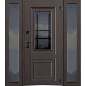 Входная двустворчатая дверь Исландия Термо AG 6004 RAL 8019 шоколад RAL 9016 белый тип 3