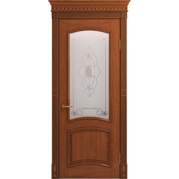 Межкомнатная дверь массив ясеня Viporte Бристоль Декор табачный глянец остеклённая