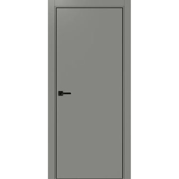 Межкомнатная дверь экошпон Неаполь 1 серый алюминиевая кромка глухая