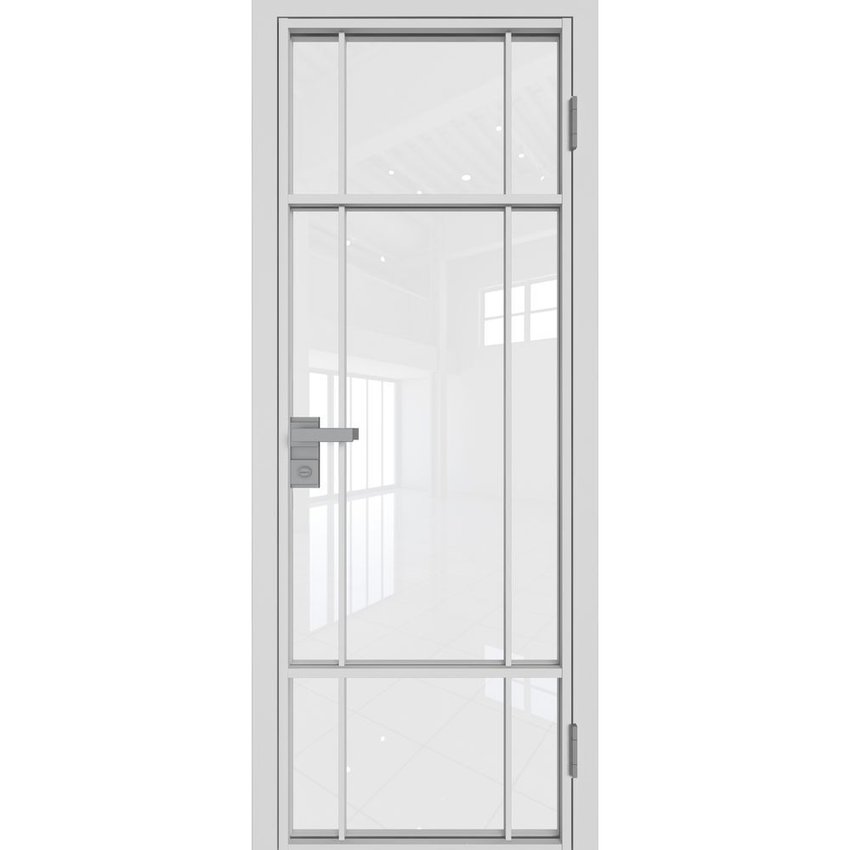 Межкомнатная алюминиевая дверь 8AG белая матовая RAL 9003 остеклённая
