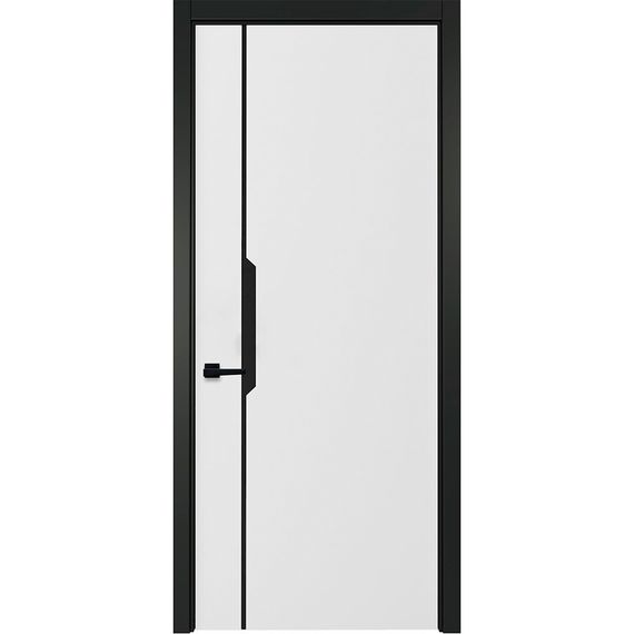 Фото белой двери Графика 4 с чёрным наличником