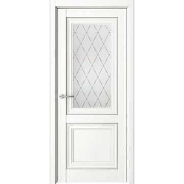 Межкомнатная дверь Прадо винил белый со стеклом