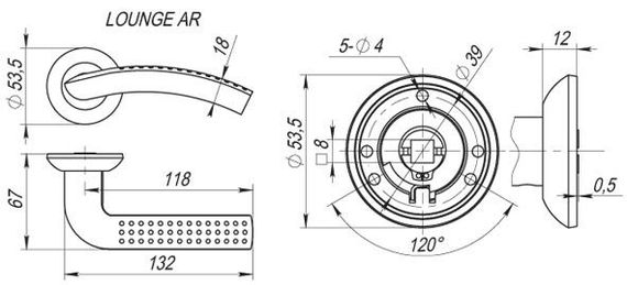 Ручка раздельная R.AR54.LOUNGE (LOUNGE AR) 130mm AB/GP-7 бронза/золото