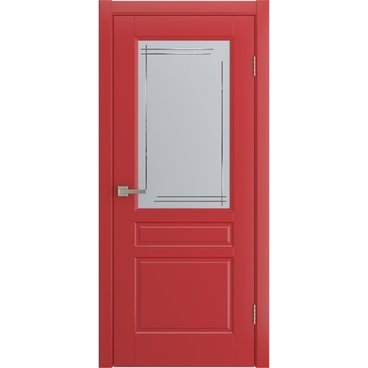 Межкомнатная дверь Бриз красная эмаль RAL 3028 со стеклом