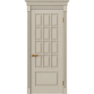 Межкомнатная дверь массив дуба Alvero Анна молоко патина золото глухая