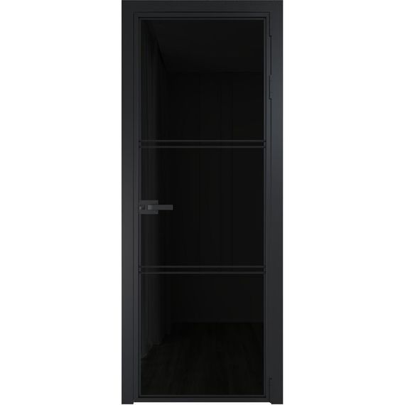 Алюминиевая межкомнатная дверь 3AX чёрная матовая RAL 9005 остеклённая