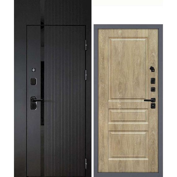 Входная дверь с фальшфрамугой Сити-1Ф панель фрезерованная дуб песочный