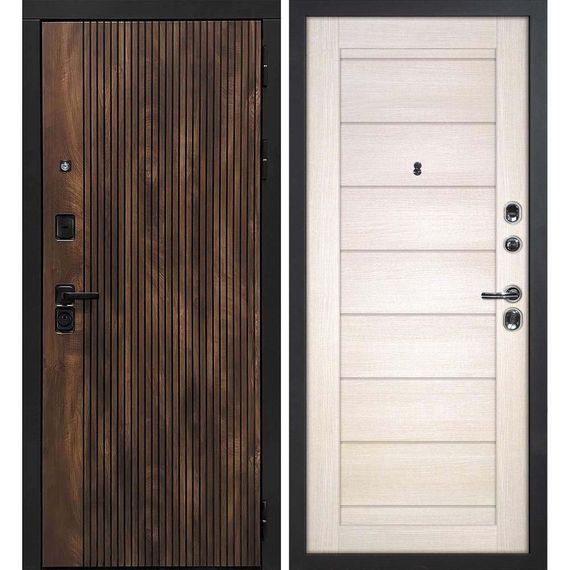 Входная дверь Лофт-1 дуб коньяк патина панель сборная сандал бежевый
