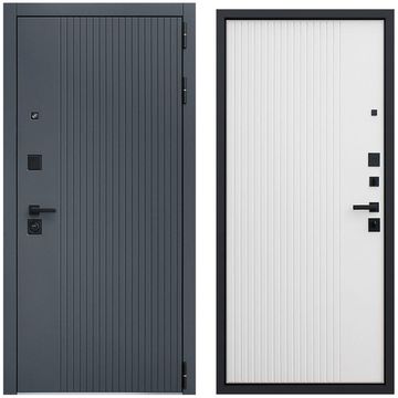 Входная дверь Вертикаль серая капучино внутри