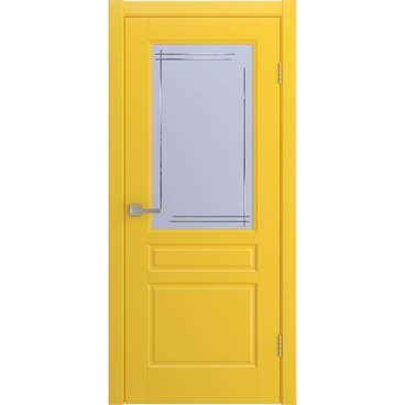 Межкомнатная дверь Бриз желтая эмаль RAL 1018 со стеклом