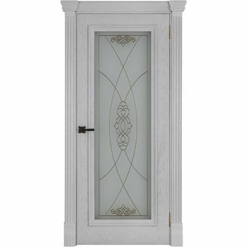 Межкомнатная дверь шпон Тоскана дуб перла со стеклом