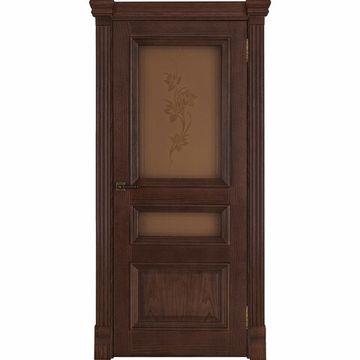 Межкомнатная дверь шпонированная Regidoors Барселона дуб бренди остекленная