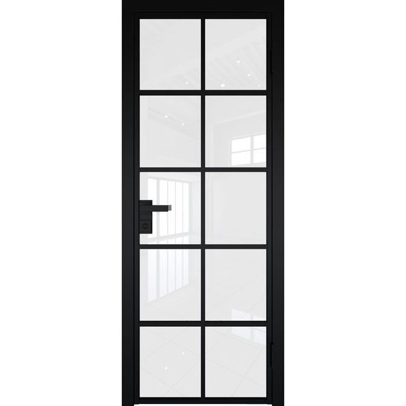 Межкомнатная алюминиевая дверь 4AG чёрная матовая RAL 9005 остеклённая