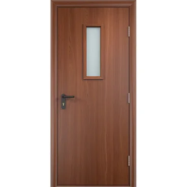Дверь противопожарная деревянная ПВХ EI60 итальянский орех со стеклом