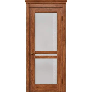 Межкомнатная дверь массив дуба селект Alvero Афина орех остеклённая