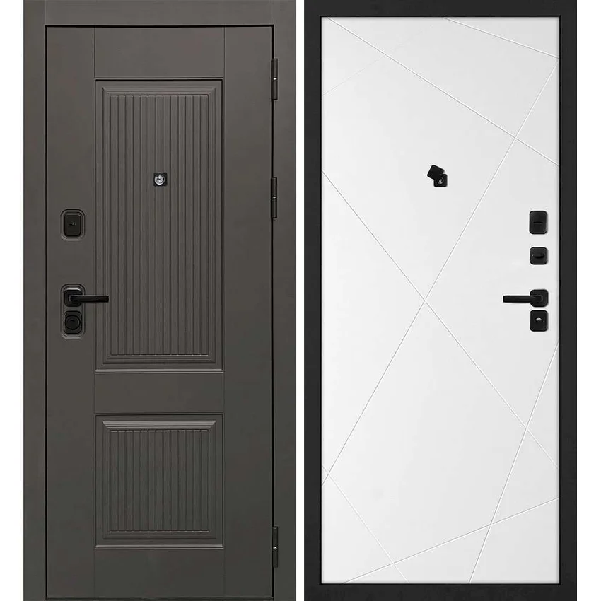 Входная дверь Линея-214 панель фрезерованная PR-103 белая